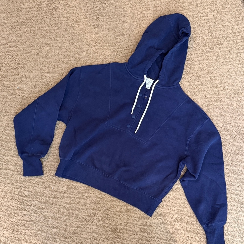 aerie Navy Hooded Pullover Sweatshirt with Drawstring